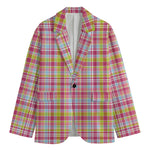 Cotton Candy Pastel Plaid Pattern Print Men's Cotton Blazer