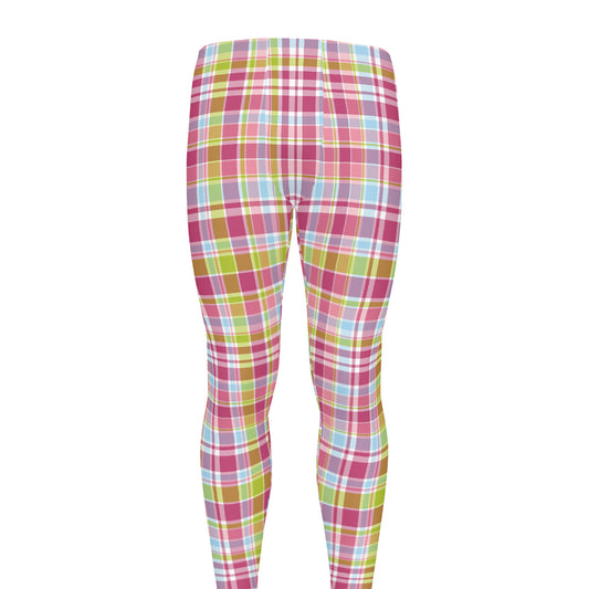 Cotton Candy Pastel Plaid Pattern Print Men's leggings