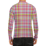 Cotton Candy Pastel Plaid Pattern Print Men's Long Sleeve Rash Guard