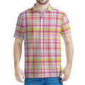 Cotton Candy Pastel Plaid Pattern Print Men's Polo Shirt