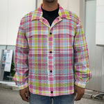 Cotton Candy Pastel Plaid Pattern Print Men's Shirt Jacket