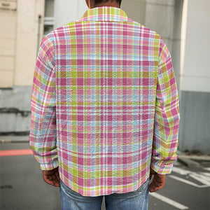 Cotton Candy Pastel Plaid Pattern Print Men's Shirt Jacket