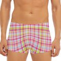 Cotton Candy Pastel Plaid Pattern Print Men's Short Boxer Briefs
