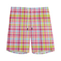 Cotton Candy Pastel Plaid Pattern Print Men's Athletic Shorts