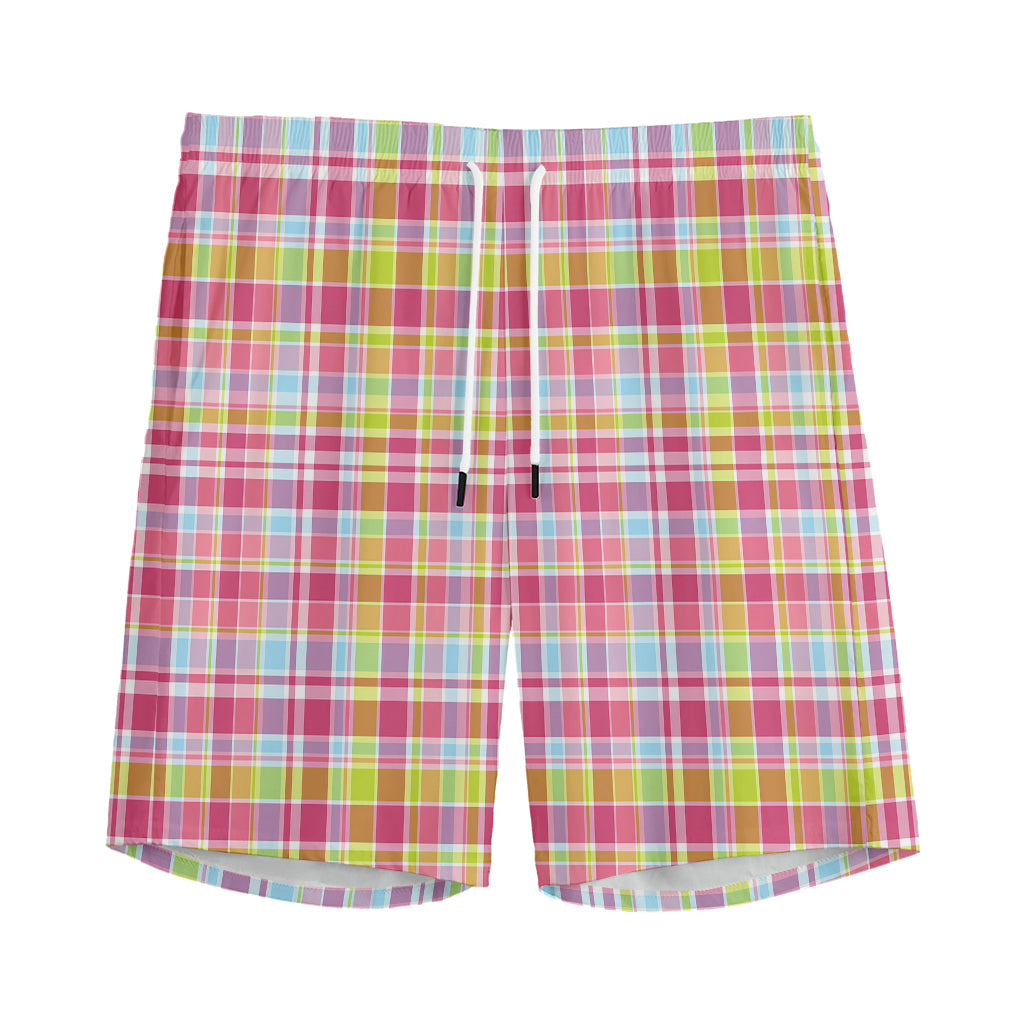 Cotton Candy Pastel Plaid Pattern Print Men's Sports Shorts