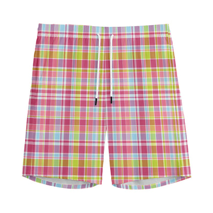 Cotton Candy Pastel Plaid Pattern Print Men's Sports Shorts