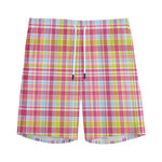 Cotton Candy Pastel Plaid Pattern Print Men's Sports Shorts