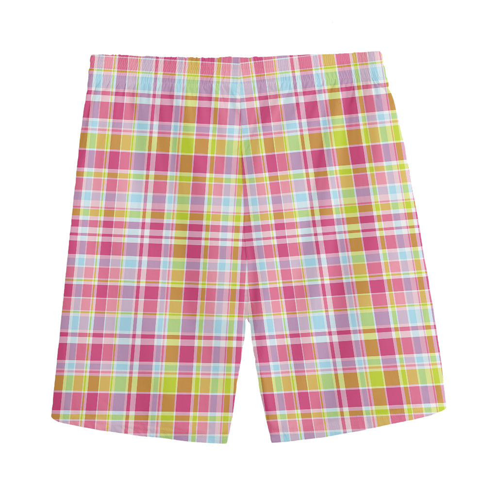 Cotton Candy Pastel Plaid Pattern Print Men's Sports Shorts