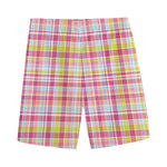 Cotton Candy Pastel Plaid Pattern Print Men's Sports Shorts