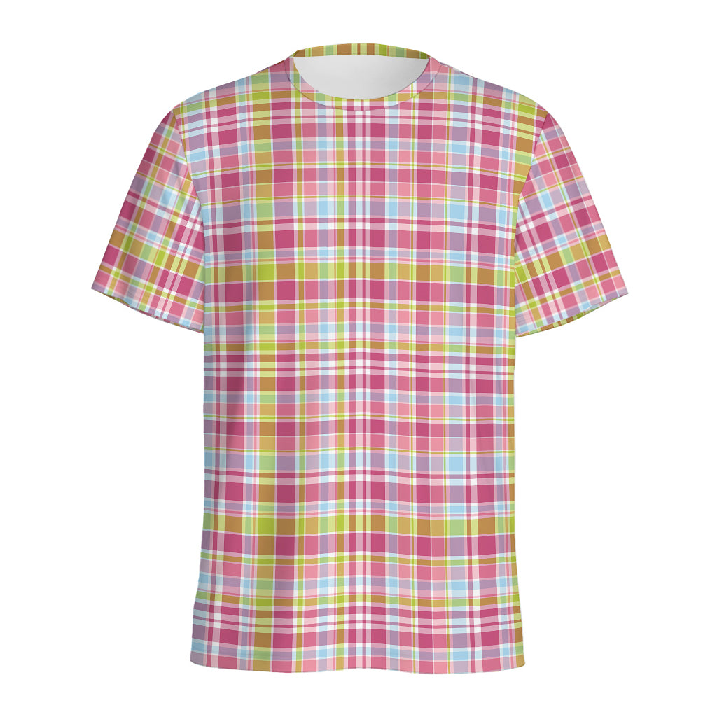 Cotton Candy Pastel Plaid Pattern Print Men's Sports T-Shirt