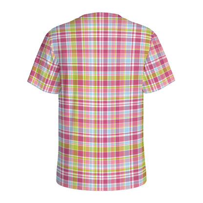 Cotton Candy Pastel Plaid Pattern Print Men's Sports T-Shirt