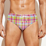 Cotton Candy Pastel Plaid Pattern Print Men's Swim Briefs