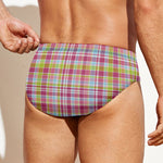 Cotton Candy Pastel Plaid Pattern Print Men's Swim Briefs