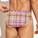 Cotton Candy Pastel Plaid Pattern Print Men's Swim Briefs