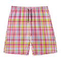 Cotton Candy Pastel Plaid Pattern Print Men's Swim Trunks