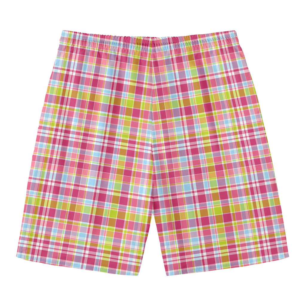 Cotton Candy Pastel Plaid Pattern Print Men's Swim Trunks