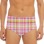 Cotton Candy Pastel Plaid Pattern Print Men's Triangle Swim Briefs