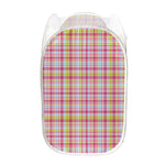 Cotton Candy Pastel Plaid Pattern Print Mesh Laundry Hamper