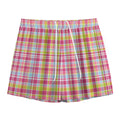 Cotton Candy Pastel Plaid Pattern Print Mesh Shorts