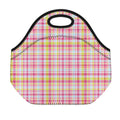 Cotton Candy Pastel Plaid Pattern Print Neoprene Lunch Bag
