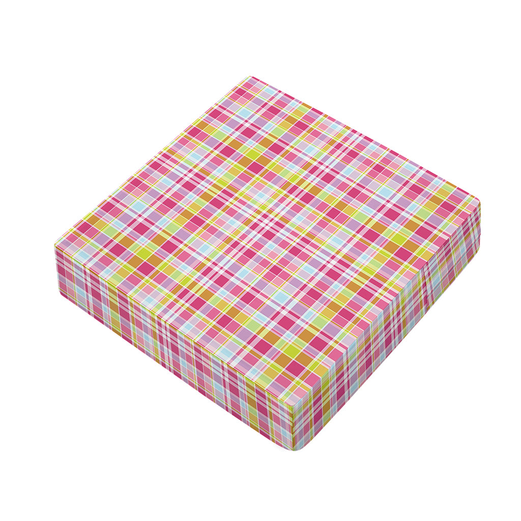 Cotton Candy Pastel Plaid Pattern Print Outdoor Seat Cushion Cover