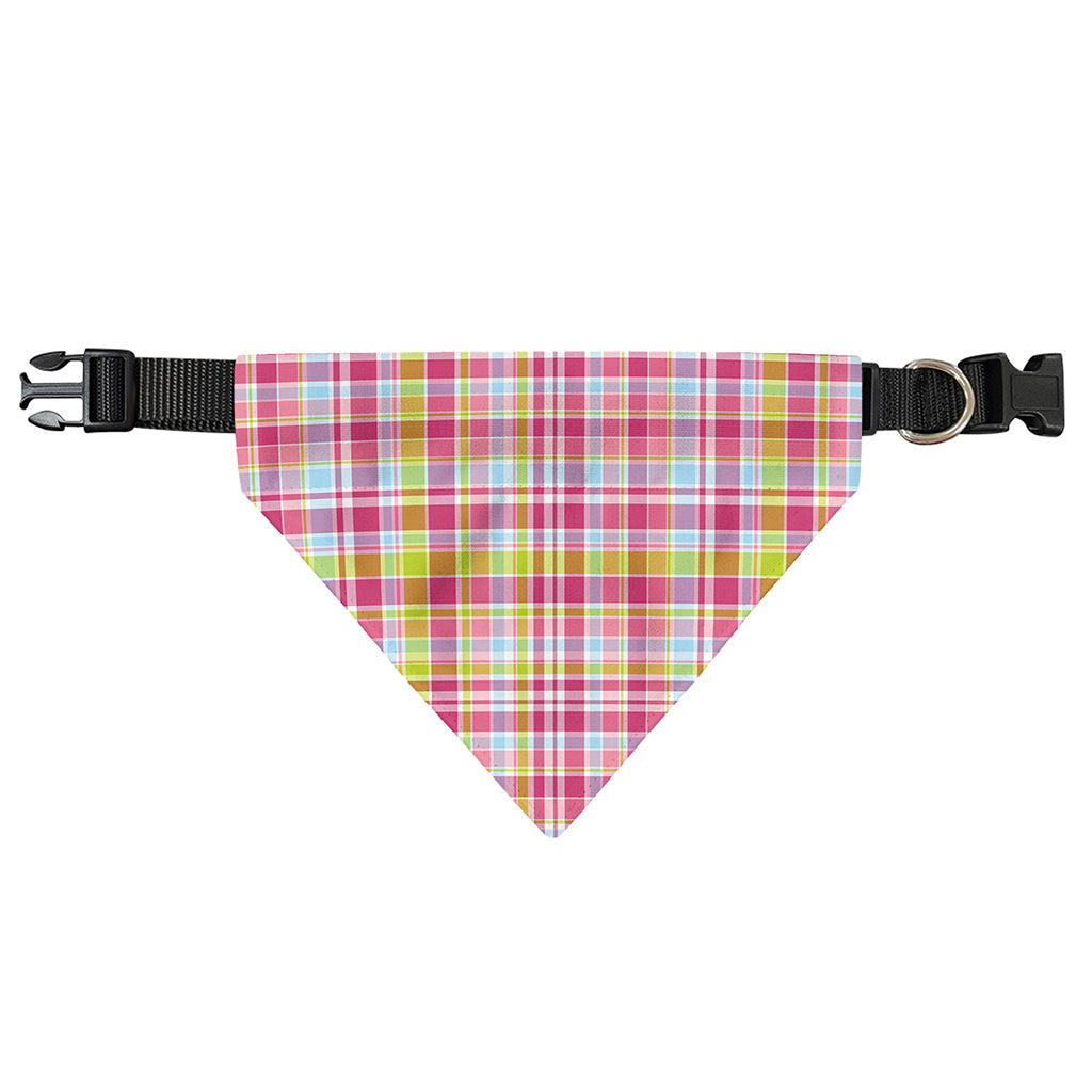 Cotton Candy Pastel Plaid Pattern Print Over The Collar Dog Bandana