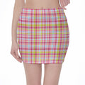 Cotton Candy Pastel Plaid Pattern Print Pencil Mini Skirt