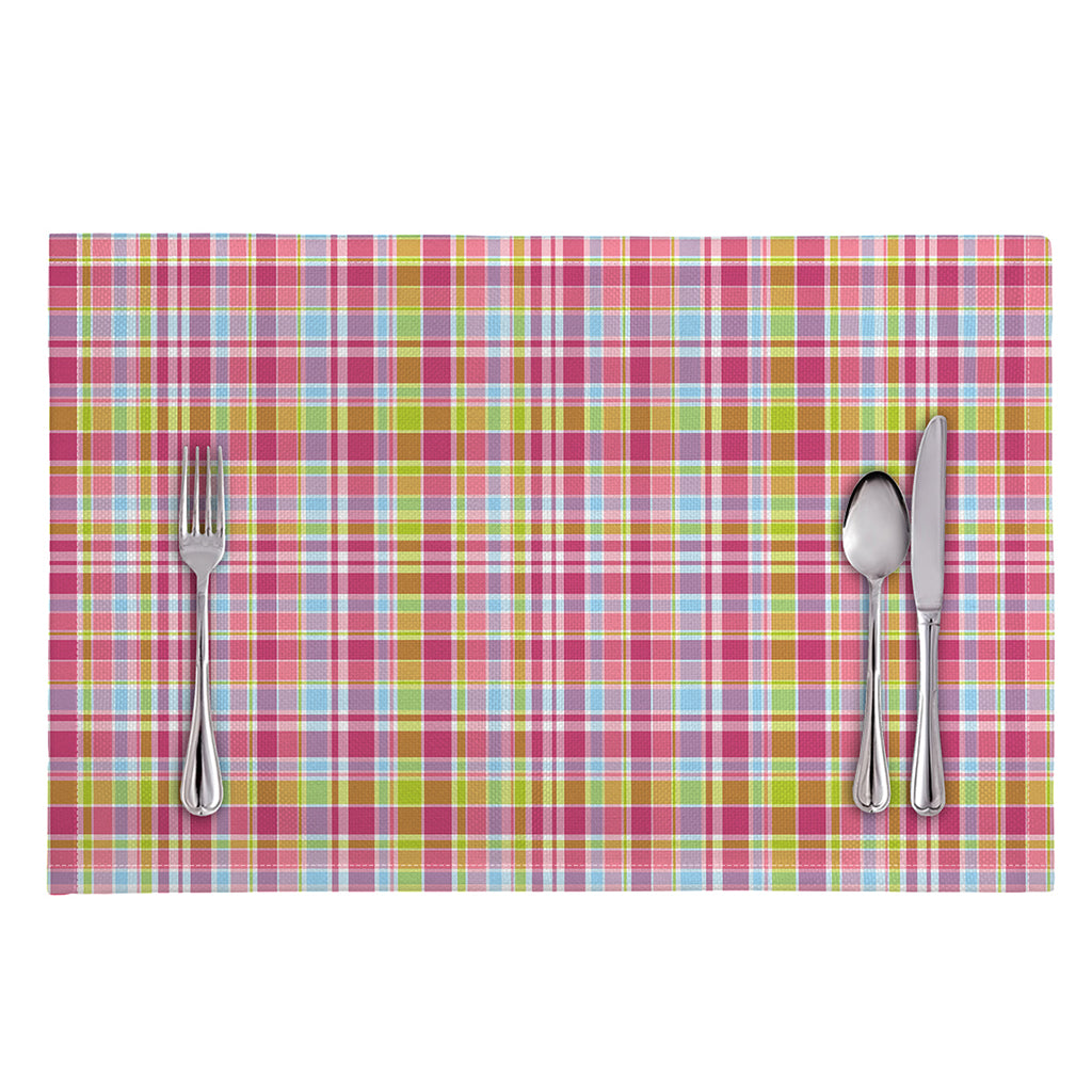 Cotton Candy Pastel Plaid Pattern Print Placemat