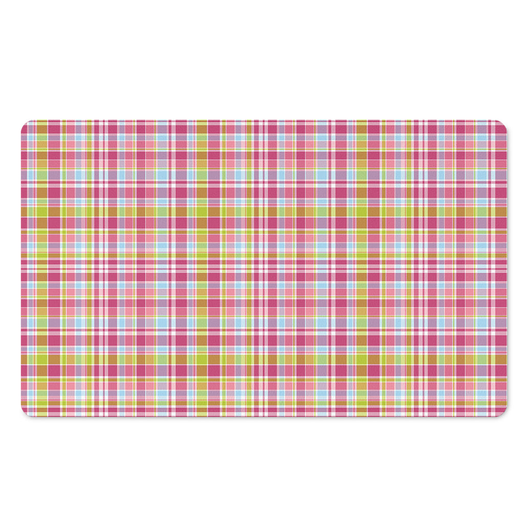 Cotton Candy Pastel Plaid Pattern Print Polyester Doormat