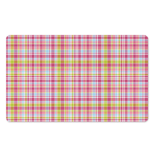 Cotton Candy Pastel Plaid Pattern Print Polyester Doormat