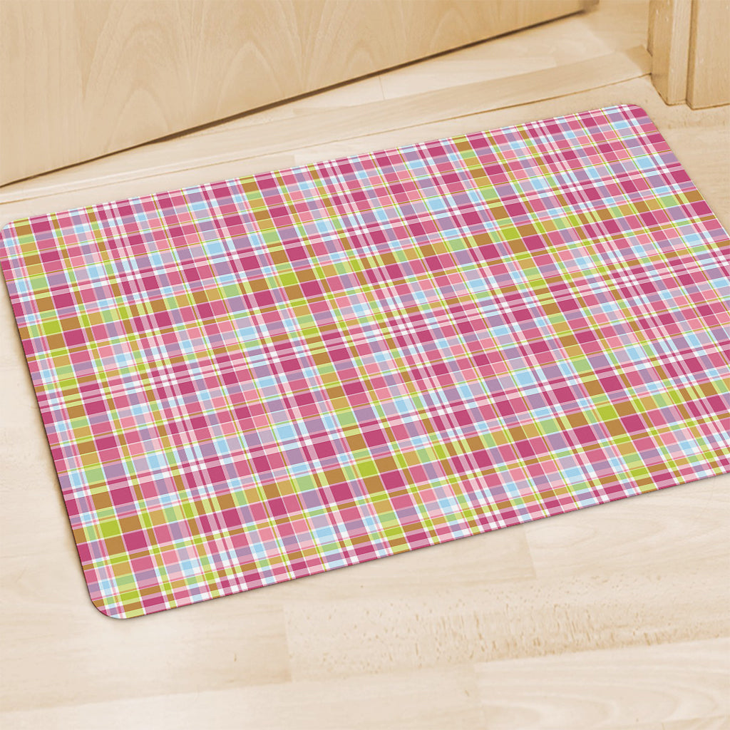 Cotton Candy Pastel Plaid Pattern Print Polyester Doormat