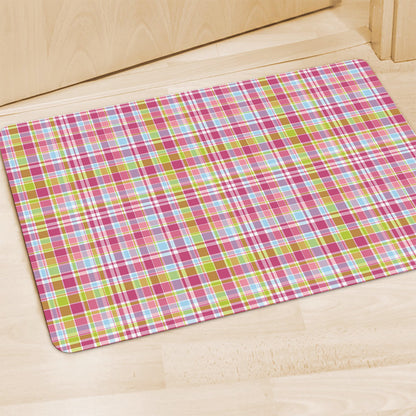 Cotton Candy Pastel Plaid Pattern Print Polyester Doormat