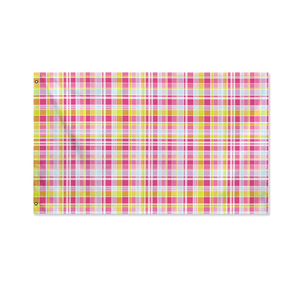 Cotton Candy Pastel Plaid Pattern Print Polyester Flag
