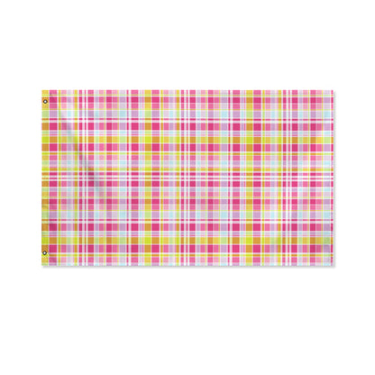 Cotton Candy Pastel Plaid Pattern Print Polyester Flag