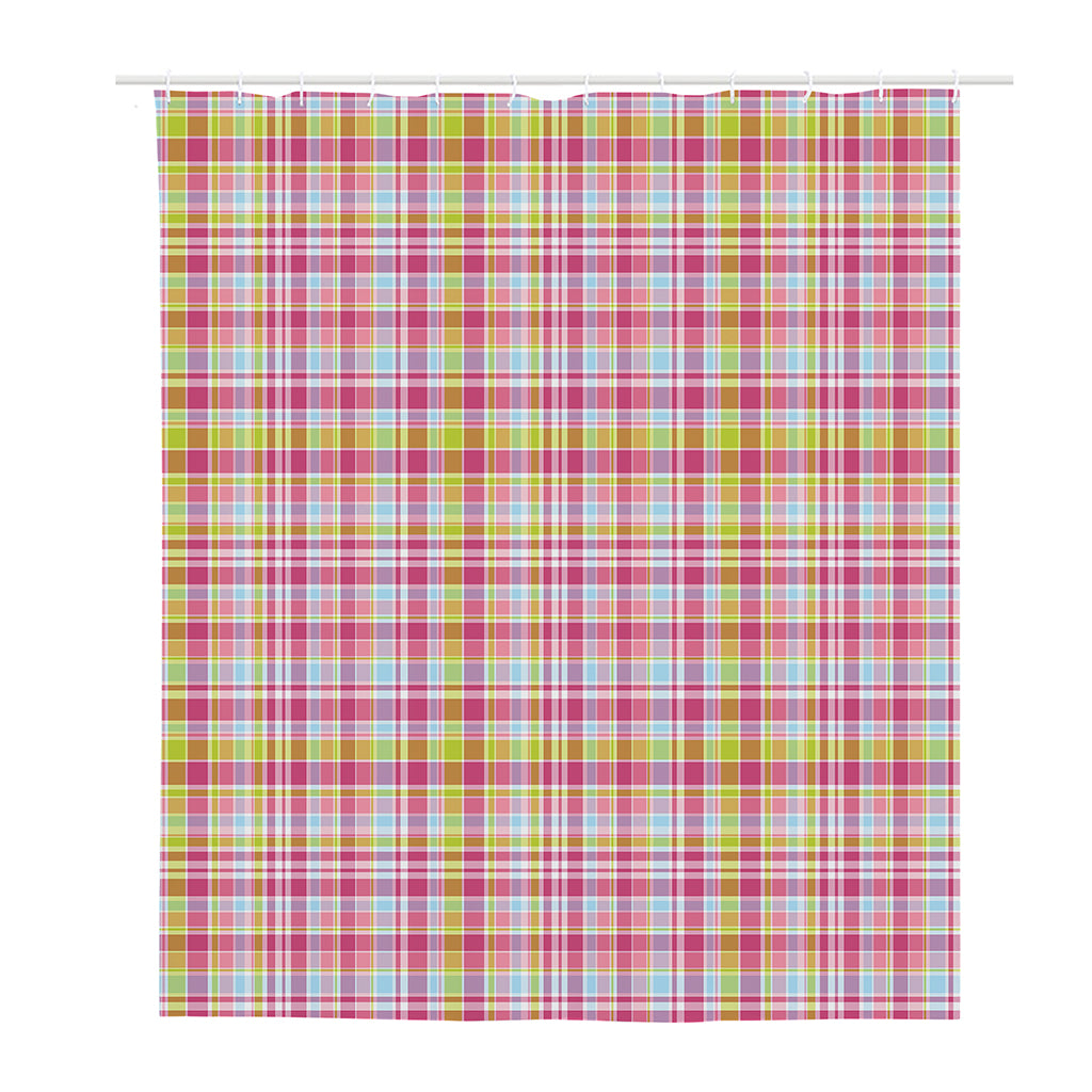 Cotton Candy Pastel Plaid Pattern Print Polyester Shower Curtain