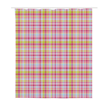 Cotton Candy Pastel Plaid Pattern Print Polyester Shower Curtain