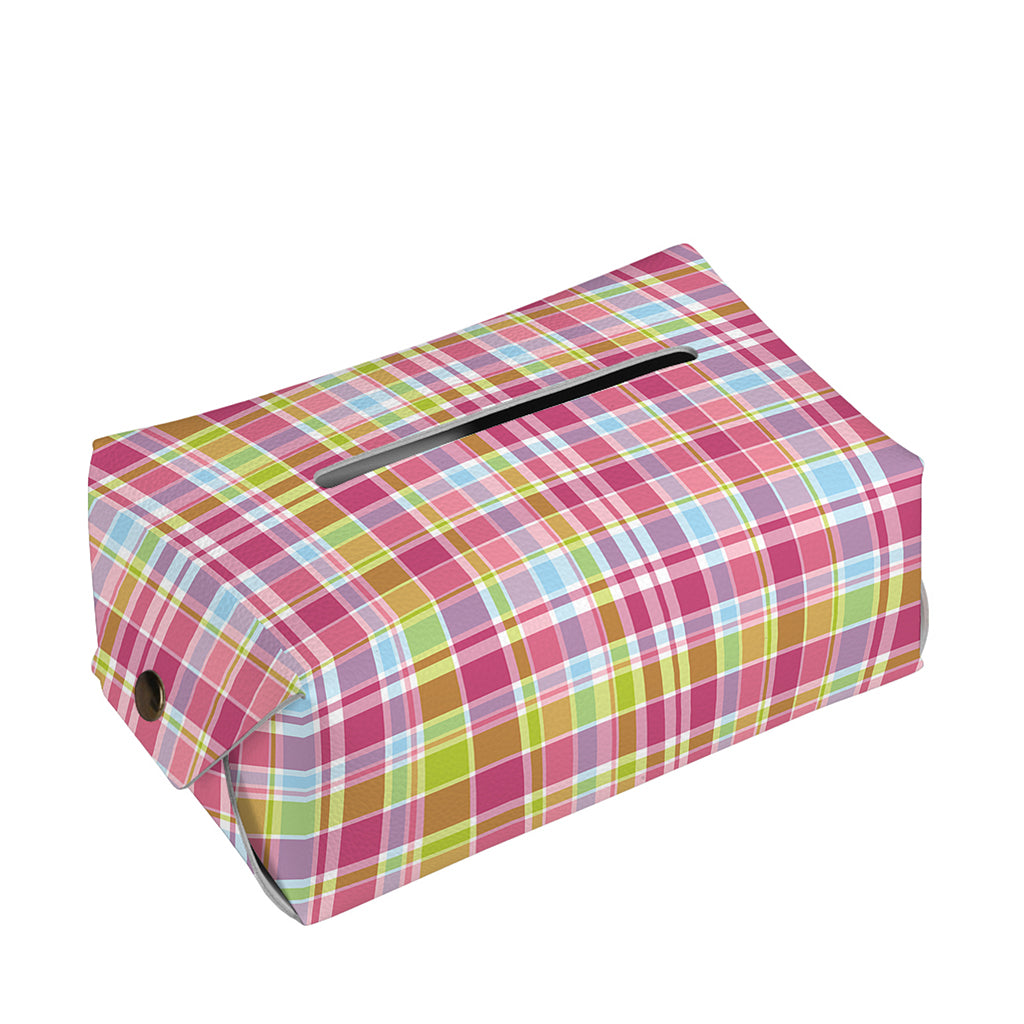 Cotton Candy Pastel Plaid Pattern Print Rectangle Tissue Box Cover