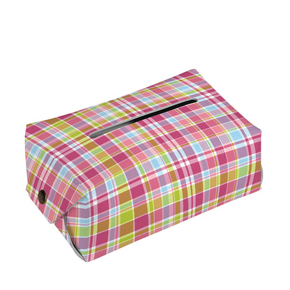 Cotton Candy Pastel Plaid Pattern Print Rectangle Tissue Box Cover