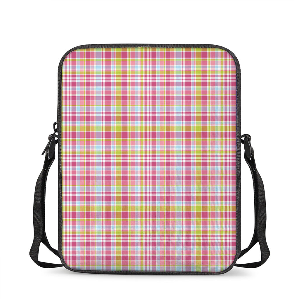 Cotton Candy Pastel Plaid Pattern Print Rectangular Crossbody Bag