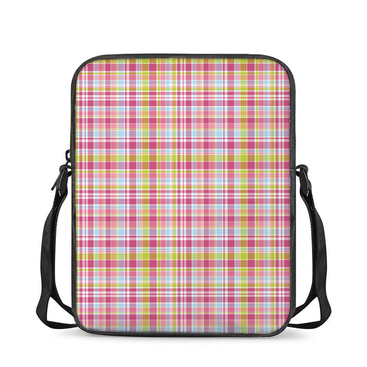Cotton Candy Pastel Plaid Pattern Print Rectangular Crossbody Bag