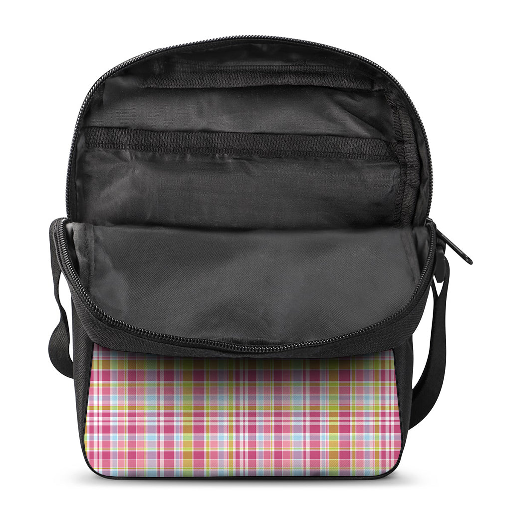 Cotton Candy Pastel Plaid Pattern Print Rectangular Crossbody Bag