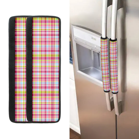Cotton Candy Pastel Plaid Pattern Print Refrigerator Handle Covers