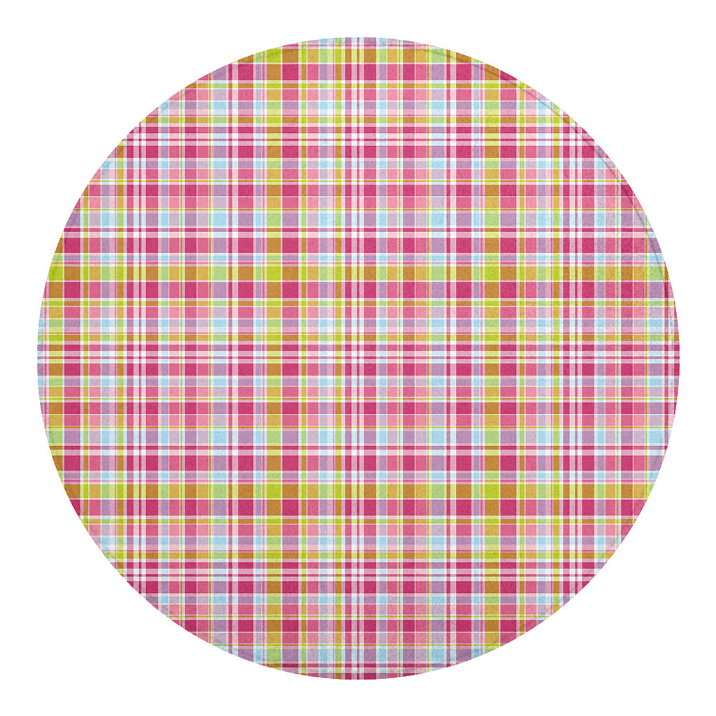 Cotton Candy Pastel Plaid Pattern Print Round Blanket