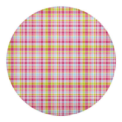 Cotton Candy Pastel Plaid Pattern Print Round Blanket