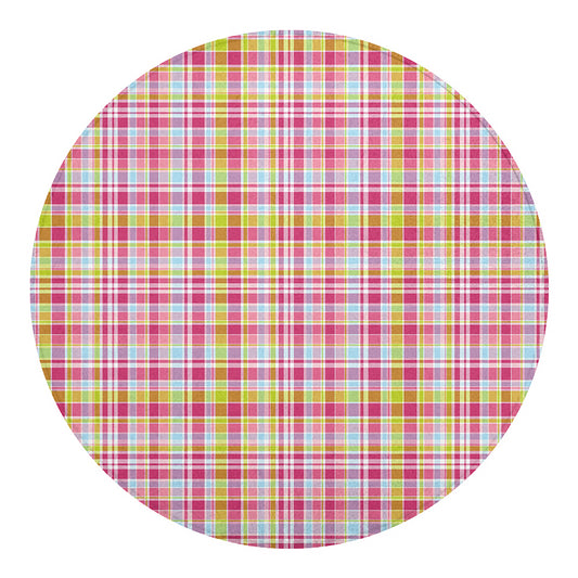 Cotton Candy Pastel Plaid Pattern Print Round Blanket