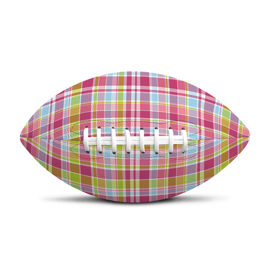 Cotton Candy Pastel Plaid Pattern Print Rugby Ball