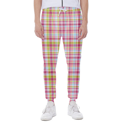 Cotton Candy Pastel Plaid Pattern Print Scuba Joggers