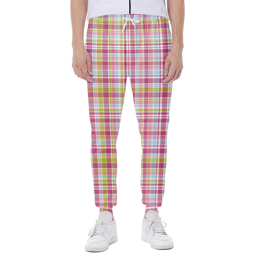 Cotton Candy Pastel Plaid Pattern Print Scuba Joggers