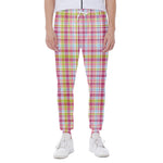 Cotton Candy Pastel Plaid Pattern Print Scuba Joggers
