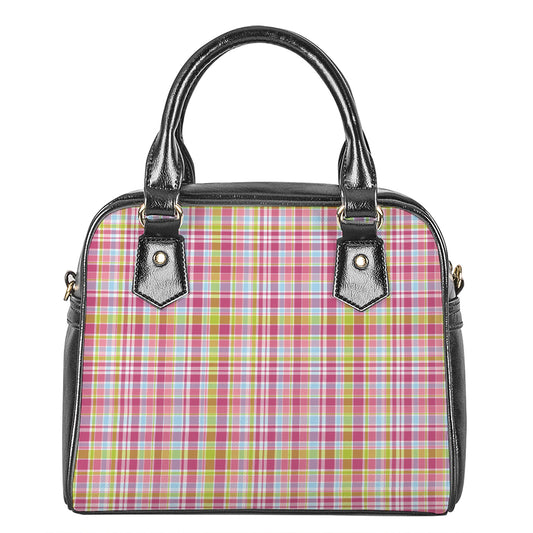 Cotton Candy Pastel Plaid Pattern Print Shoulder Handbag